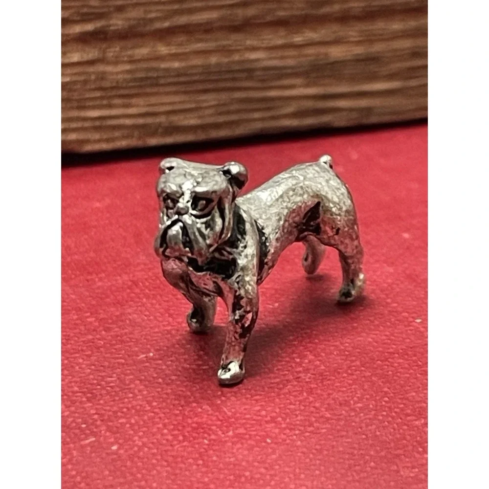 Set of 10 Mini Bulldog Cast Metal Figurine Decor Dog Figure